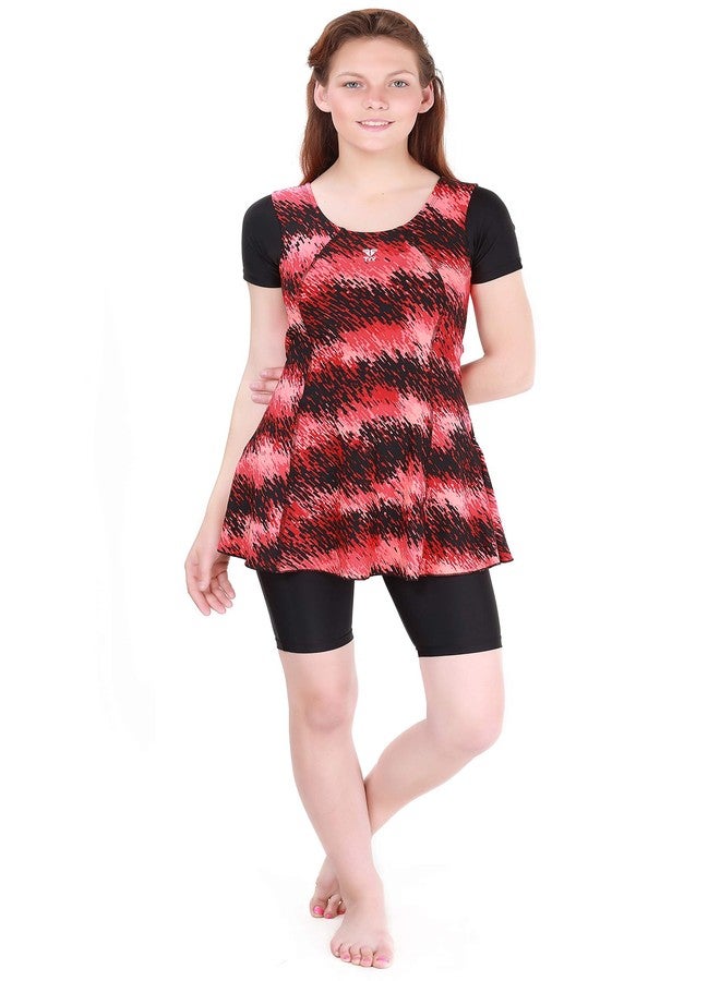 تي واي ار بدلة سباحة نسائية من TYR Durafast Elite in Perseus Frocksuit & Knee، مقاس صغير جدًا/30 (أحمر/أسود) - Image 1