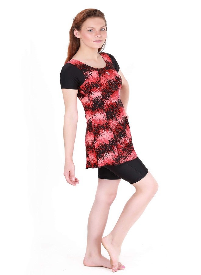 تي واي ار بدلة سباحة نسائية من TYR Durafast Elite in Perseus Frocksuit & Knee، مقاس صغير جدًا/30 (أحمر/أسود) - Image 2