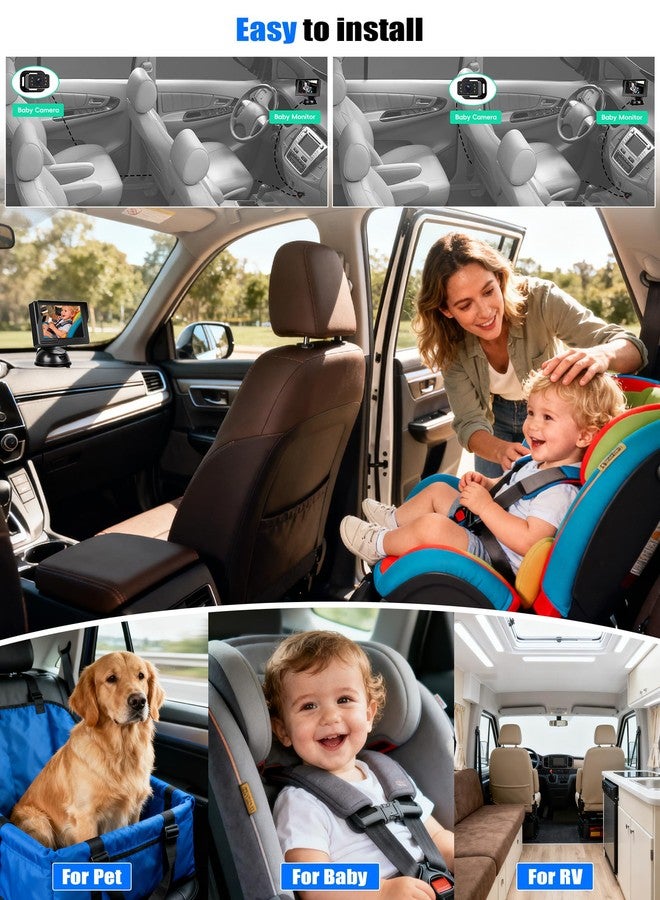 SIXWIN Baby Car Camera Rear-Facing Infant Monitor with Night Vision Car Camera for Baby Wide-Angle Lens Easy Install 360°Adjustable Display - Image 2