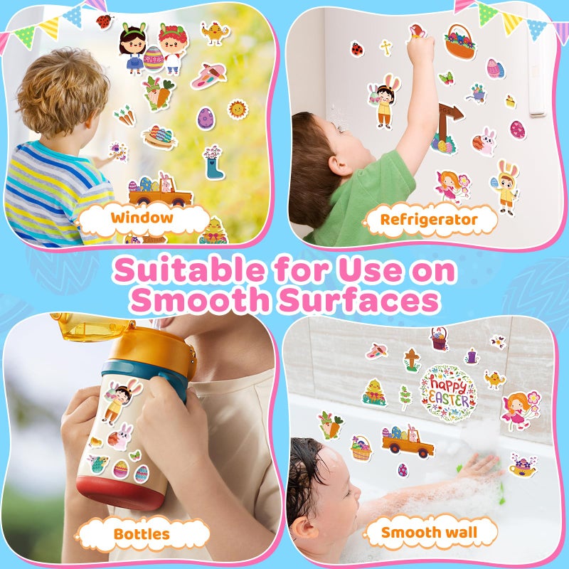 Uranus&No.1 2 Pack Easter Reusable Sticker Books for Kids 2-4, Activities Books for Toddlers 1-3, Arts and Crafts Removable Jelly Stickers for Girls Boys, Travel Toys Holiday Gifts Easter Basket Stuffers - Image 5