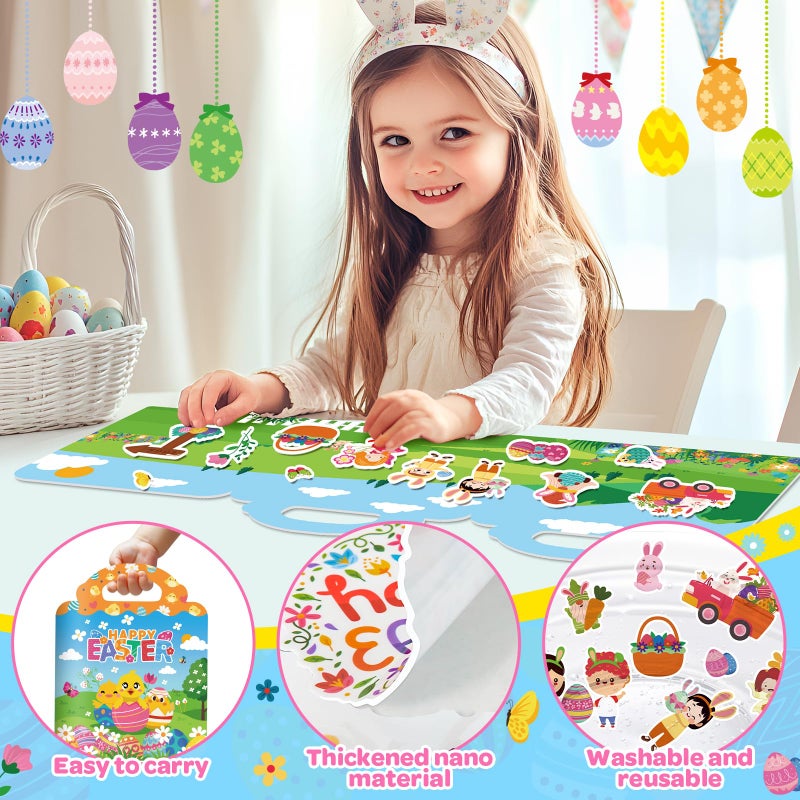 Uranus&No.1 2 Pack Easter Reusable Sticker Books for Kids 2-4, Activities Books for Toddlers 1-3, Arts and Crafts Removable Jelly Stickers for Girls Boys, Travel Toys Holiday Gifts Easter Basket Stuffers - Image 3