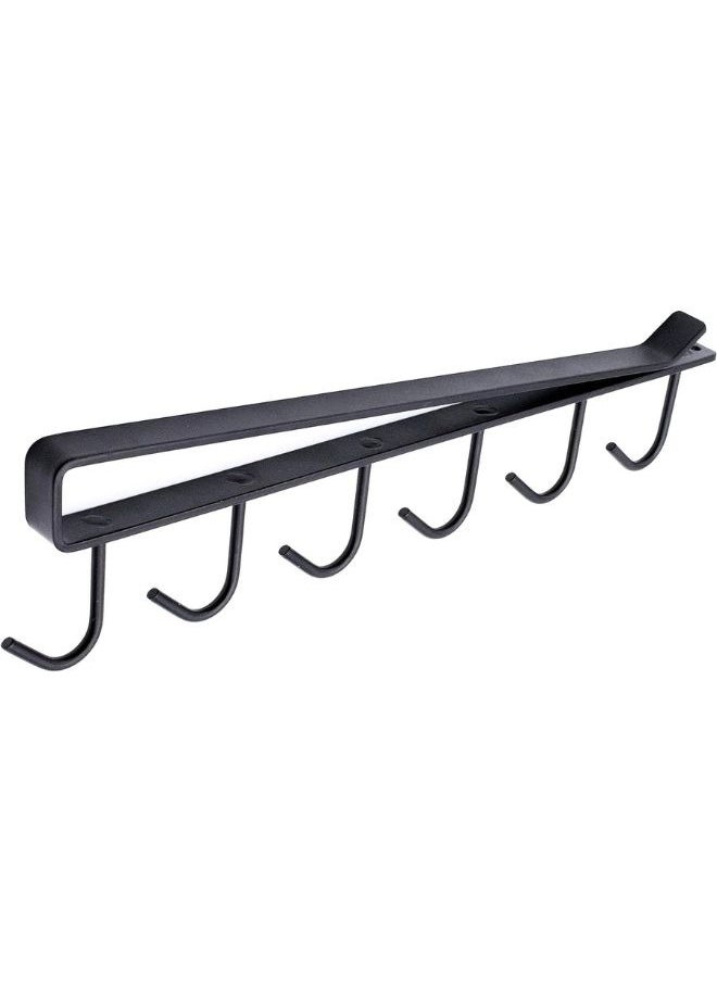 Generic Under cabinet coffee cup hooks stainless steel 6 hooks 27*3 cm black  - Image 1