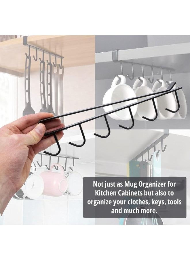 Generic Under cabinet coffee cup hooks stainless steel 6 hooks 27*3 cm black  - Image 2