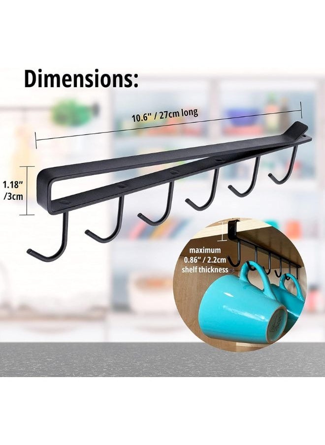 Generic Under cabinet coffee cup hooks stainless steel 6 hooks 27*3 cm black  - Image 3