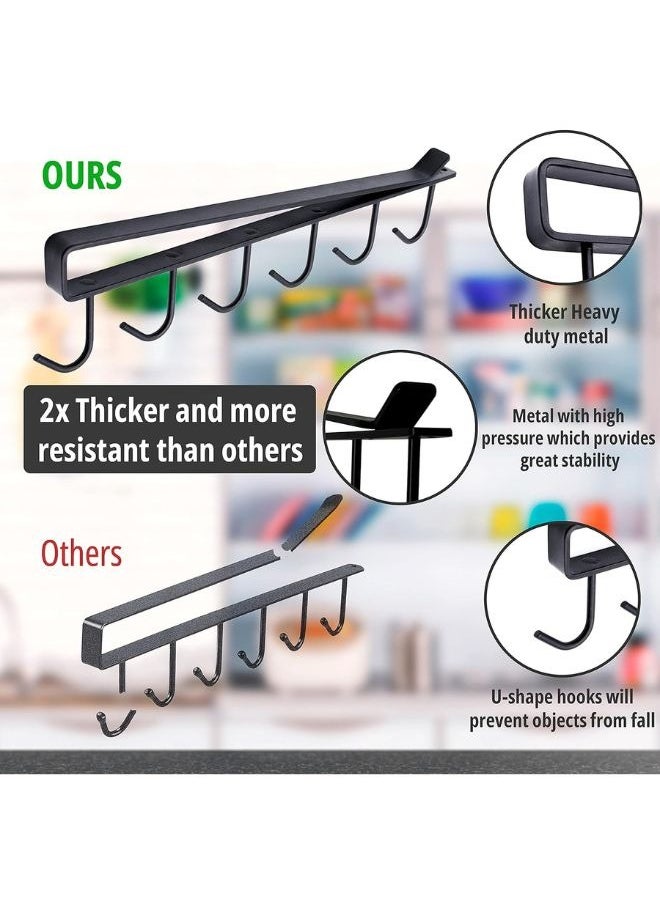 Generic Under cabinet coffee cup hooks stainless steel 6 hooks 27*3 cm black  - Image 5