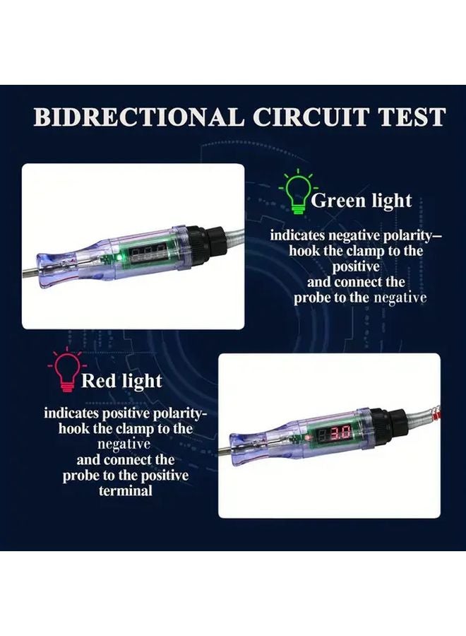 أداة اختبار دائرة السيارات بشاشة رقمية سوداء قلم اختبار الجهد الكهربائي 6-24 فولت تيار مستمر - Image 5