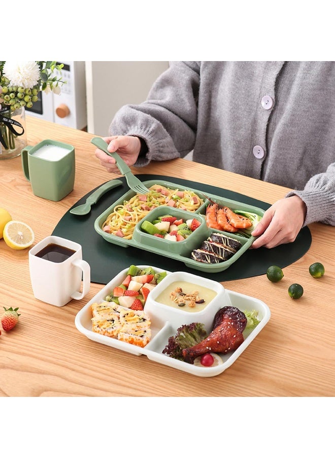 HZYH Two large, divider plates, not easily broken, with dividers, white plastic, reusable, suitable for camping, outdoor activities or everyday use. - Image 2