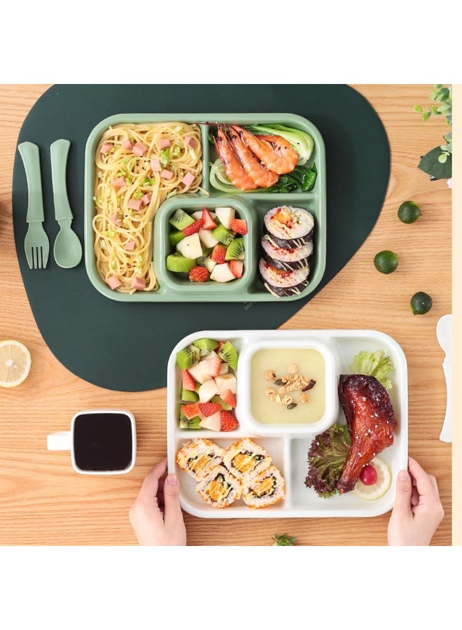 HZYH Two large, divider plates, not easily broken, with dividers, white plastic, reusable, suitable for camping, outdoor activities or everyday use. - Image 3