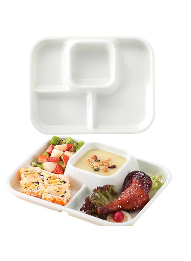 HZYH Two large, divider plates, not easily broken, with dividers, white plastic, reusable, suitable for camping, outdoor activities or everyday use. - Image 1