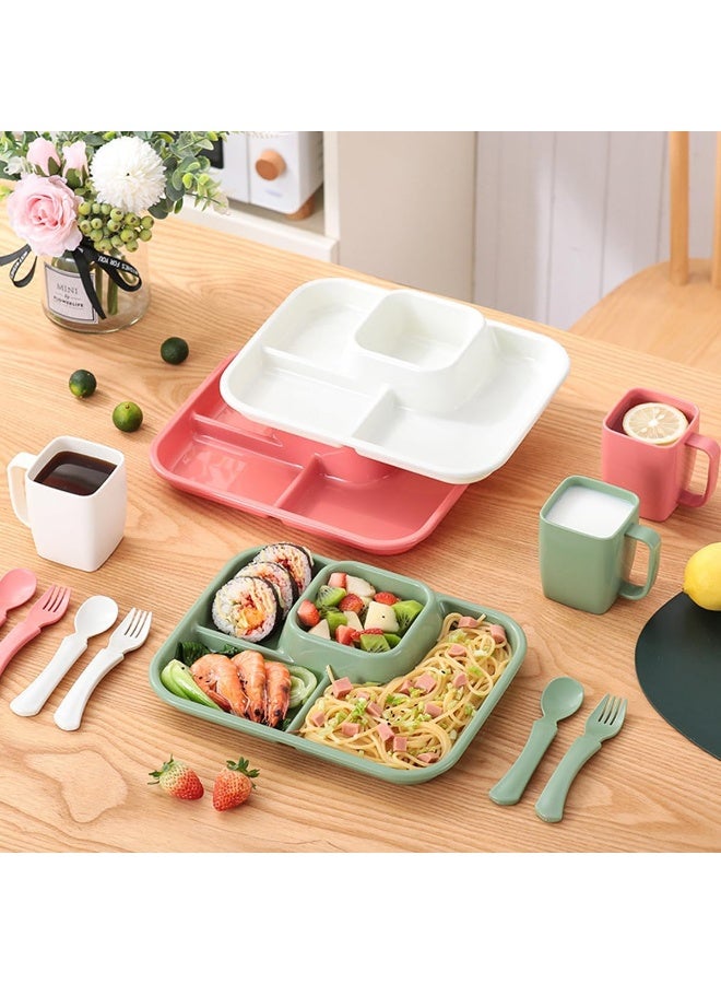 HZYH Two large, divider plates, not easily broken, with dividers, white plastic, reusable, suitable for camping, outdoor activities or everyday use. - Image 4