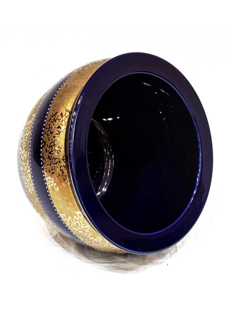 general 18" Dark Blue and Gold Porcelain Peacock with Blossom Chinese Fishbowl Planter - CP JC18" FB - Image 3