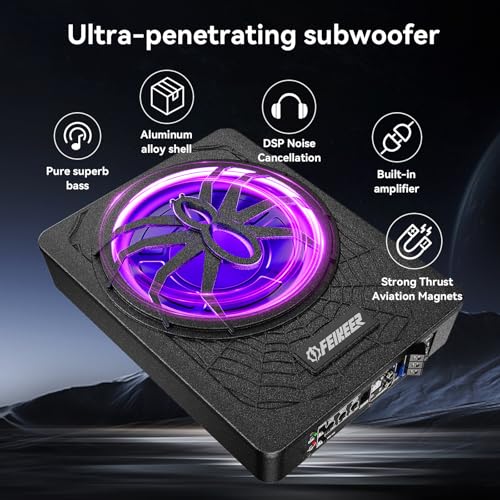 Feikeer 2025 10" 1200W UnderSeat Car Subwoofer, with Multicolor LED Lighting, Deep Bass Enhancement. Subwoofer and Amp Package for a Dynamic Driving Experience with Bass Melodies - Image 3
