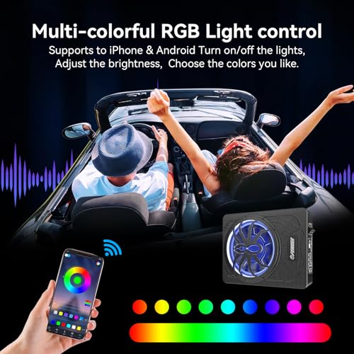 Feikeer 2025 10" 1200W UnderSeat Car Subwoofer, with Multicolor LED Lighting, Deep Bass Enhancement. Subwoofer and Amp Package for a Dynamic Driving Experience with Bass Melodies - Image 4