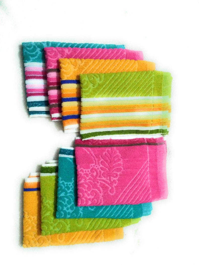 Cotton Colors Floral Design Hand Towels (Medium, Multicolor, Pack of 8)_t111 - Image 1