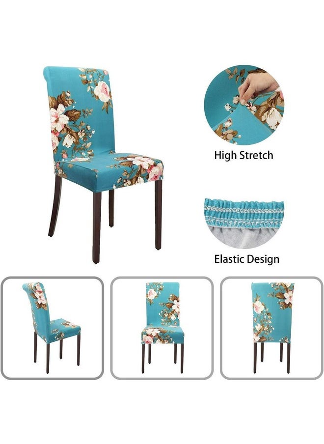 Styleys Styleys Polyester, Polyester Blend Stretchable Printed Washable Elastic Tropical Leaf Dining Chair Covers (SLMC139, Green, Large) - Set of 4  - Image 2