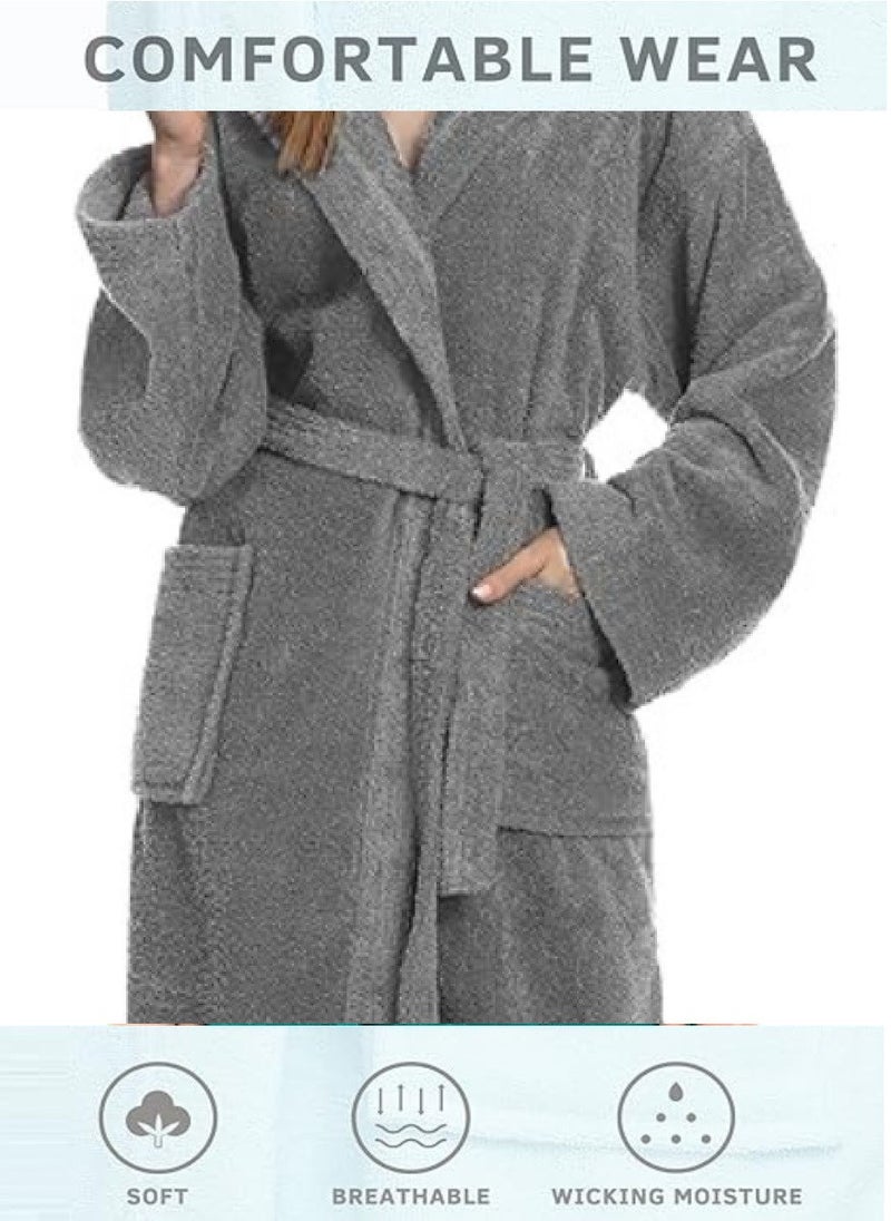 White Rose Grey Color Classic Hotel and Spa Quality Bathrobe Large Size - Image 4