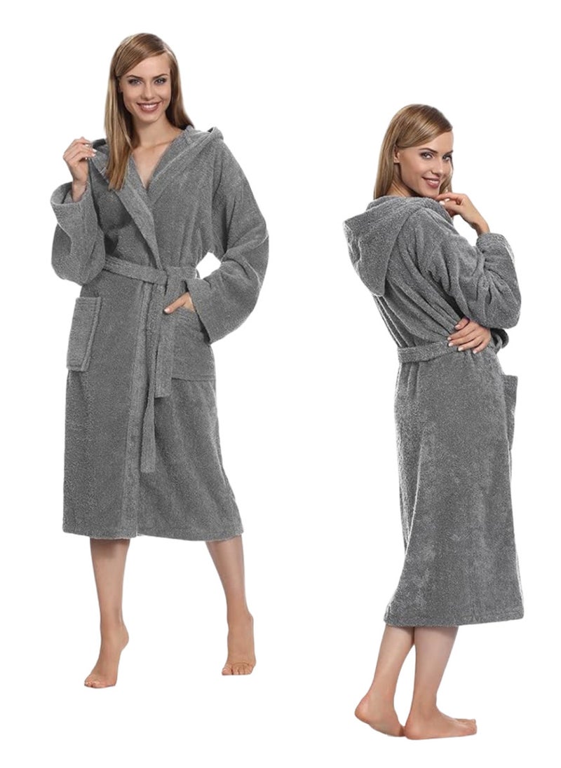 White Rose Grey Color Classic Hotel and Spa Quality Bathrobe Large Size - Image 3