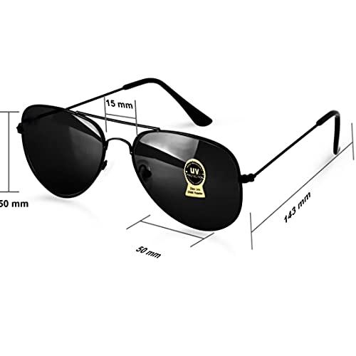 IFLASH Unisex Square Aviator Glass Lens Sunglasses Black Frame for Men Women, Pack Of 2 - Image 3