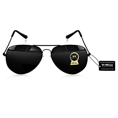 IFLASH Unisex Square Aviator Glass Lens Sunglasses Black Frame for Men Women, Pack Of 2 - Image 5
