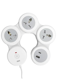GM 4+1 G-Hoop Spike Guard with C & A Type USB-Master Switch,Indicator, Safety Shutter, 1.8 Mtr Wire with Overload Protection 3 International sockets & 2 USB Port 1 C Type 1 A Type 3.1A…