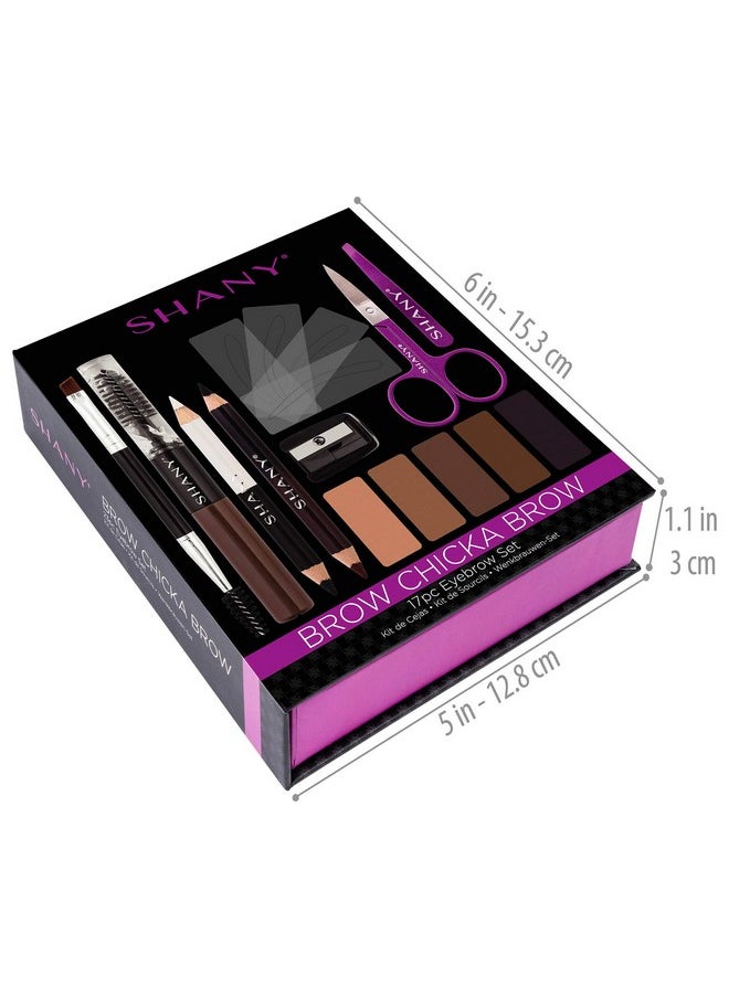 Shany SHANY Brow Chicka Brow Eyebrow Set - 17 Piece Eyebrow Makeup Kit with Brow Powder, Brow Gel, Dual Ended Pencils, Stencils, Scissors, and Tweezers - All Hair Colors  - Image 4
