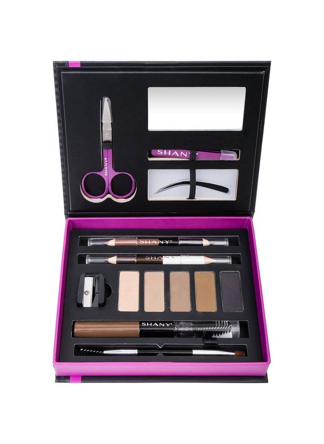 Shany SHANY Brow Chicka Brow Eyebrow Set - 17 Piece Eyebrow Makeup Kit with Brow Powder, Brow Gel, Dual Ended Pencils, Stencils, Scissors, and Tweezers - All Hair Colors  - Image 3