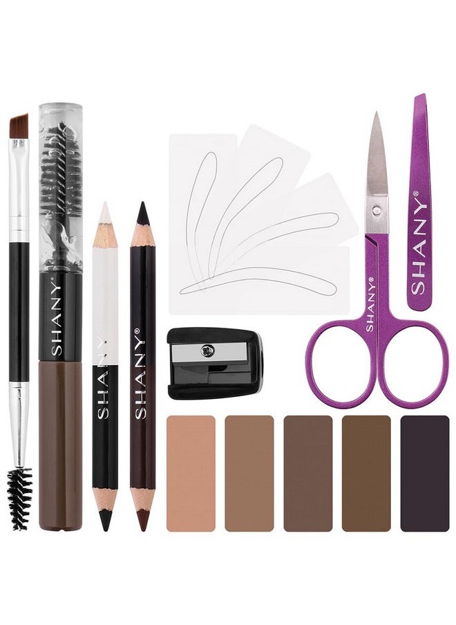 Shany SHANY Brow Chicka Brow Eyebrow Set - 17 Piece Eyebrow Makeup Kit with Brow Powder, Brow Gel, Dual Ended Pencils, Stencils, Scissors, and Tweezers - All Hair Colors  - Image 2
