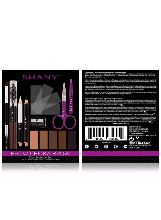 Shany SHANY Brow Chicka Brow Eyebrow Set - 17 Piece Eyebrow Makeup Kit with Brow Powder, Brow Gel, Dual Ended Pencils, Stencils, Scissors, and Tweezers - All Hair Colors  - Image 5