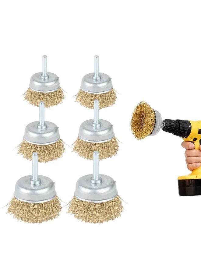 3Pcs Bowl Shaped Steel Wire Wheel Rust Removal Brush 6mm Handle For Electric Drill - Image 2