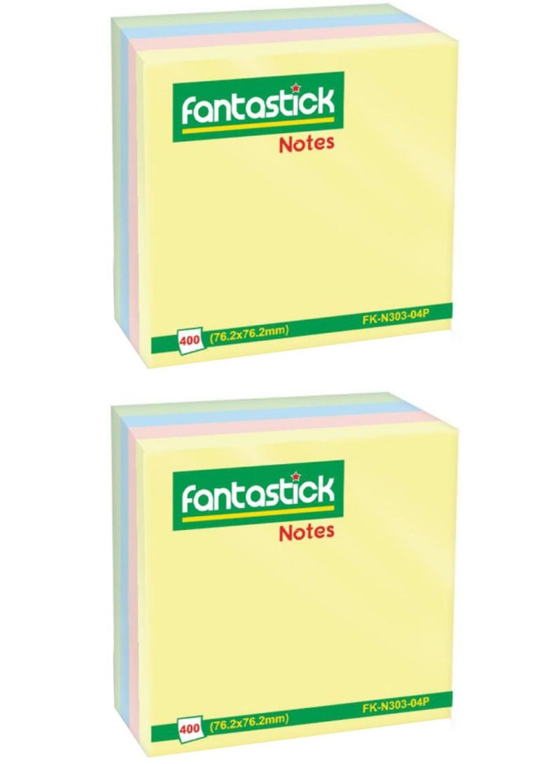 فانتاستيك 400 قطعة من أوراق الملاحظات اللاصقة باللون الوردي/الأخضر/الأصفر، عبوة من قطعتين - Image 1