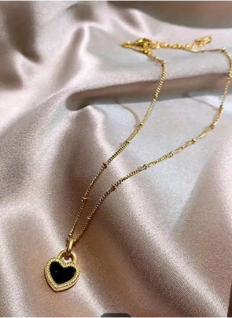 MANIKAN MANIKN Women's Necklace Dual-Faced Heart Black and White Made of Stainless Steel"  - Image 5