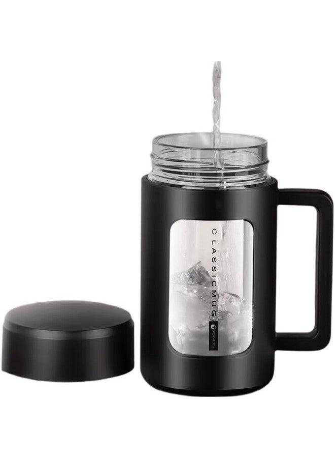 Gianxi Plastic And Glass Tea Cup, High Borosilicate Heat-Resistant Glass Cup, Summer Double-Layer Shatterproof Water Cup With Tea Strainer, 430Ml - Image 1