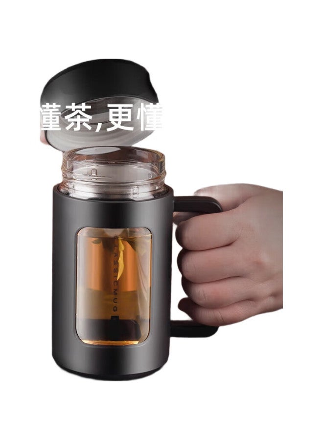 Gianxi Plastic And Glass Tea Cup, High Borosilicate Heat-Resistant Glass Cup, Summer Double-Layer Shatterproof Water Cup With Tea Strainer, 430Ml - Image 3