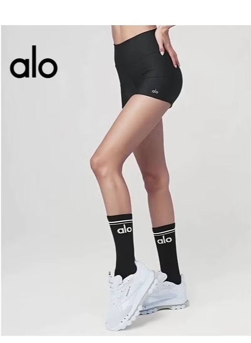 Alo Yoga ALO 30cm Long-Calf Black Cotton Sports Stockings - Image 2