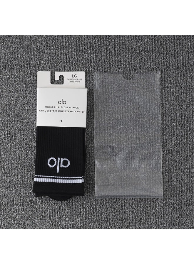 Alo Yoga ALO 30cm Long-Calf Black Cotton Sports Stockings - Image 4