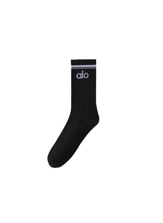 Alo Yoga ALO 30cm Long-Calf Black Cotton Sports Stockings - Image 3