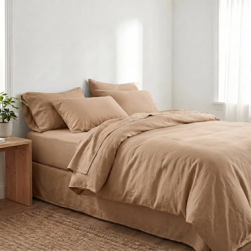 Peru Pima 415 Thread Count Percal King/Cal King Duvet Cover Set - 100% Peruvian Pima Cotton, 3 Piece (1 Cover, 2 Pillowcases) - Cooling, Crisp, Deep Pocket, Hotel Quality Bedding - Latte - Image 2