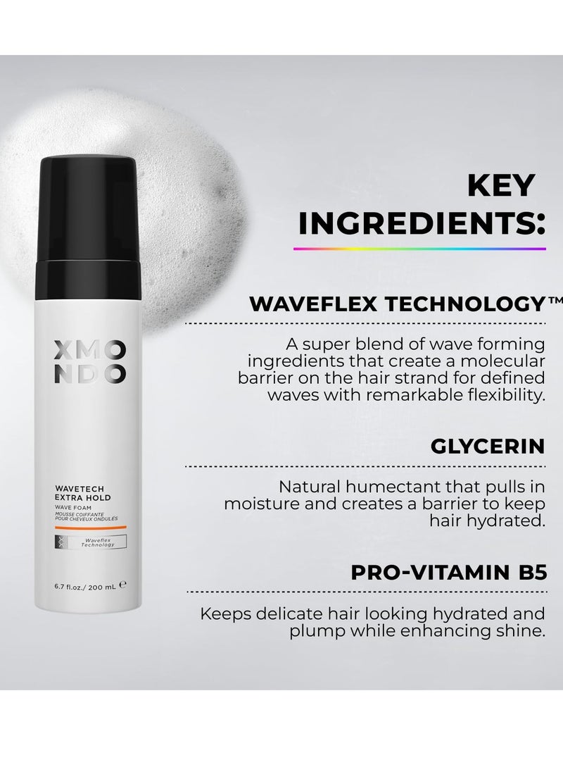 XMONDO XMONDO Hair Wavetech Extra Hold Wave Foam - Vegan Formula with Pro-Vitamin B5 and Anti-Frizz Nutrients to Fight Static, Control Frizz, and Enhance Your Wavy Hair, 6.7 Fl Oz 1-Pack  - Image 2