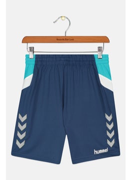 Hummel Kids Boy Sportswear Fit Brand Logo Training Shorts, Navy  - Image 1