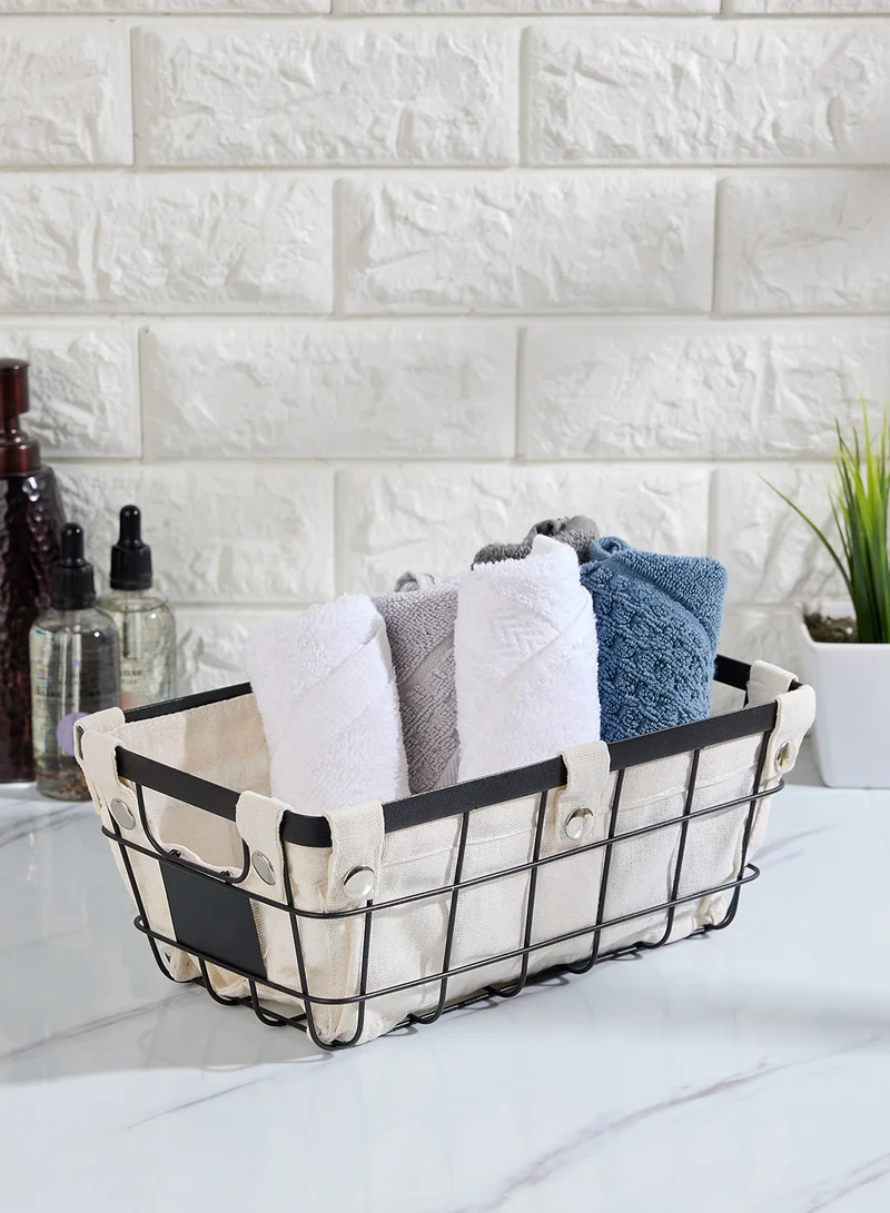 Premier RECT MATT BLACK WIRE STORAGE BASKET W/LINER 28 X 1