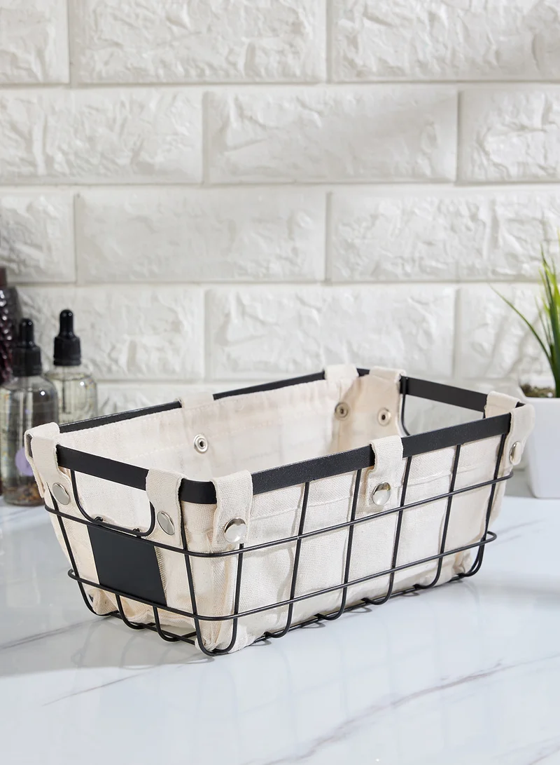 Premier RECT MATT BLACK WIRE STORAGE BASKET W/LINER 28 X 1