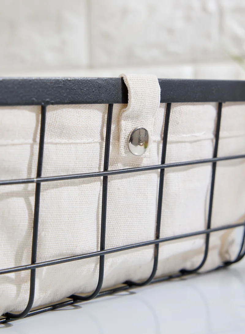 Premier RECT MATT BLACK WIRE STORAGE BASKET W/LINER 28 X 1