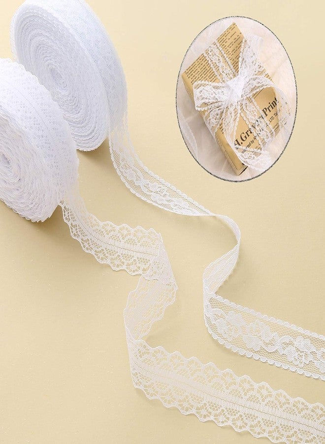 HERZWILD Lace Ribbon 50 m White Lace Trim Vintage Decorative Lace Crochet Lace Decorative Ribbon Lace Fabric for Sewing Crafts Wedding Decoration (White/A) - Image 1