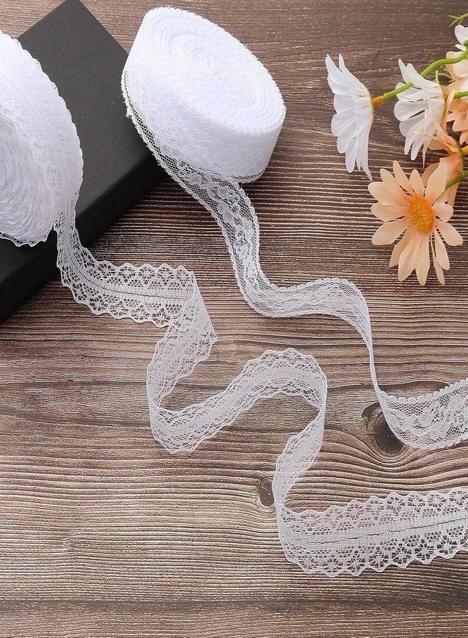 HERZWILD Lace Ribbon 50 m White Lace Trim Vintage Decorative Lace Crochet Lace Decorative Ribbon Lace Fabric for Sewing Crafts Wedding Decoration (White/A) - Image 3