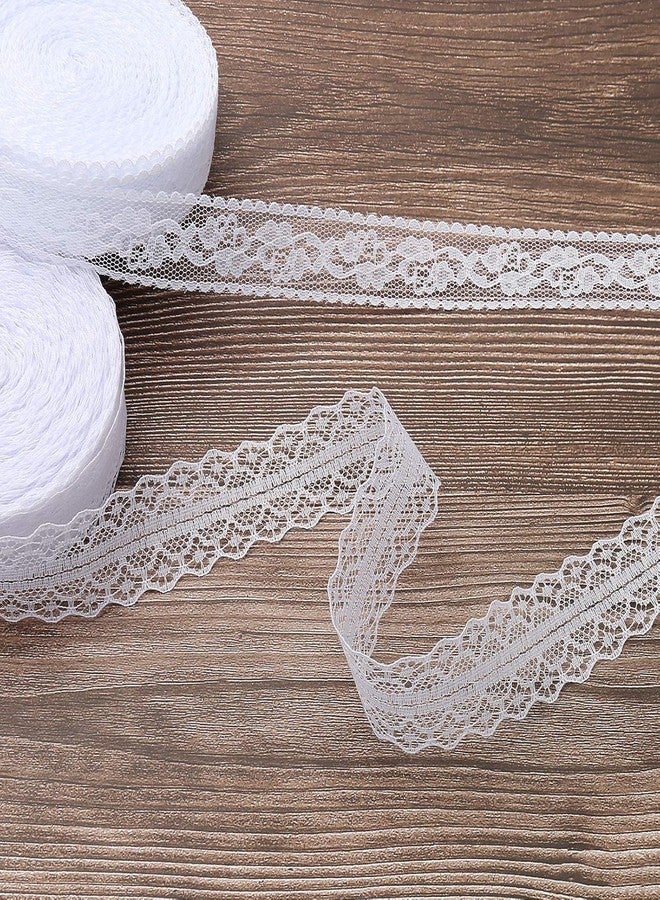 HERZWILD Lace Ribbon 50 m White Lace Trim Vintage Decorative Lace Crochet Lace Decorative Ribbon Lace Fabric for Sewing Crafts Wedding Decoration (White/A) - Image 5