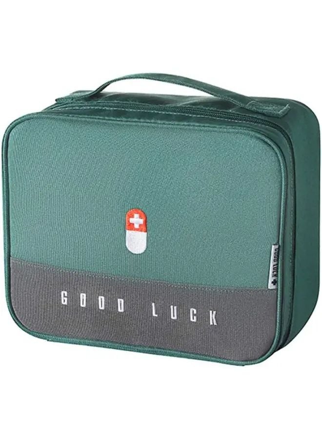 Heavy Duty First Aid Kit Bag With Layered Compartments Green Nylon Storage Case - Image 1