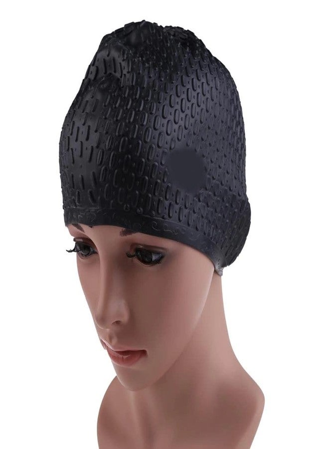 Kriva Stylish Adult Swimming Cap Waterproof Silicone Waterdrop Cover (Black) - Image 1
