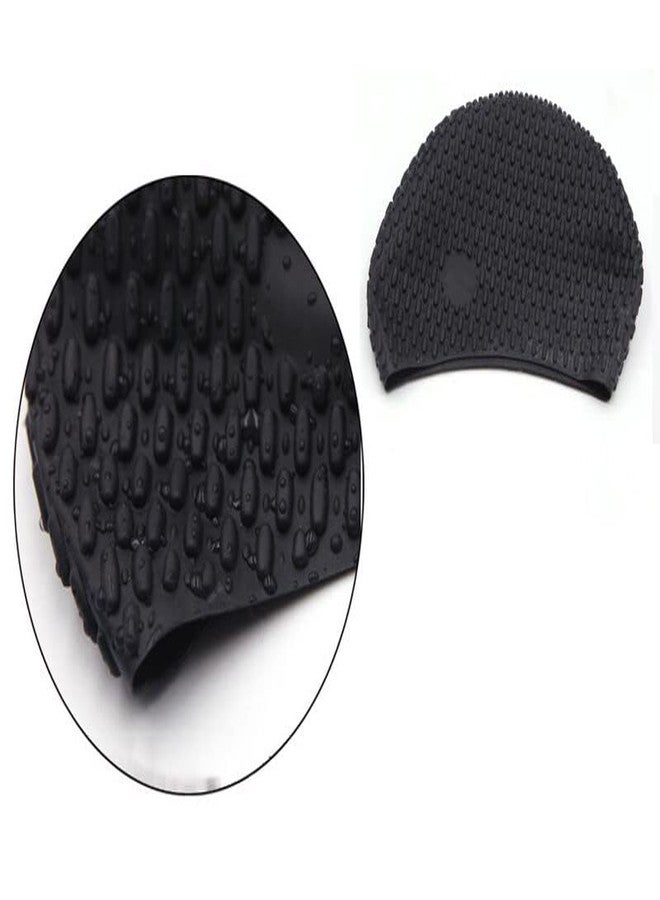 Kriva Stylish Adult Swimming Cap Waterproof Silicone Waterdrop Cover (Black) - Image 2