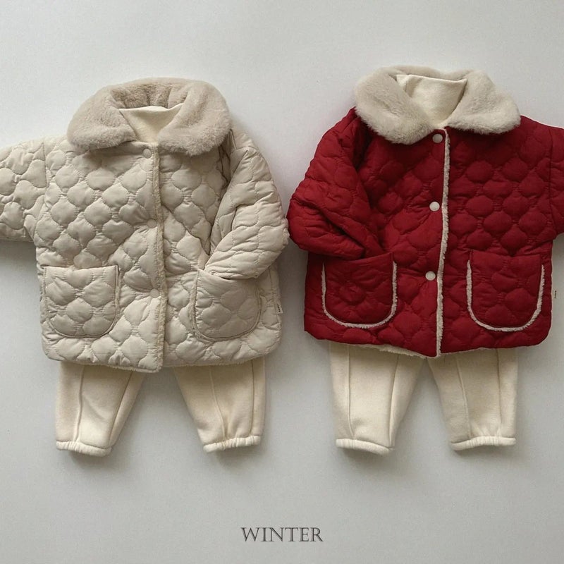 K-Style Of Ins Velvet Thickeneded Lapel Red Cotton Outwear For Men And Women Baby New Warm Outwear Fashion Trendy - Image 3