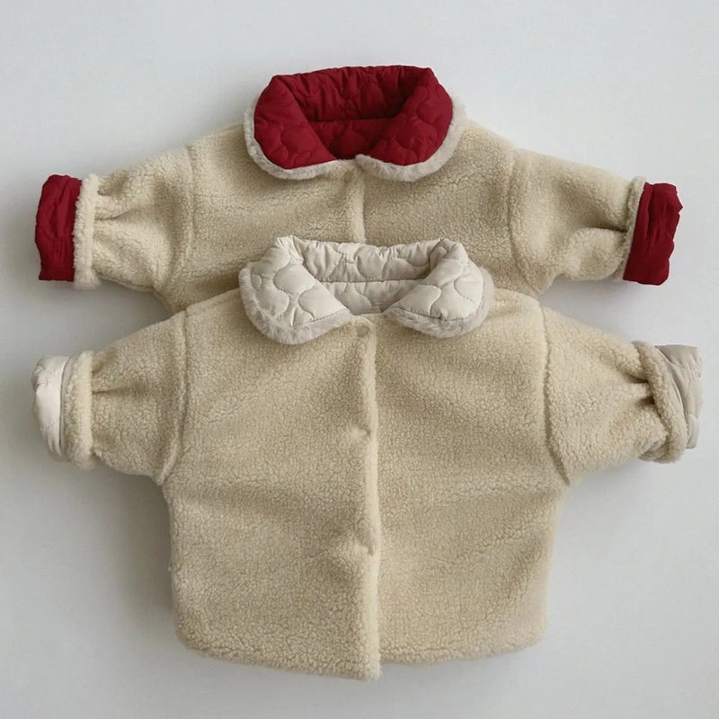 K-Style Of Ins Velvet Thickeneded Lapel Red Cotton Outwear For Men And Women Baby New Warm Outwear Fashion Trendy - Image 5